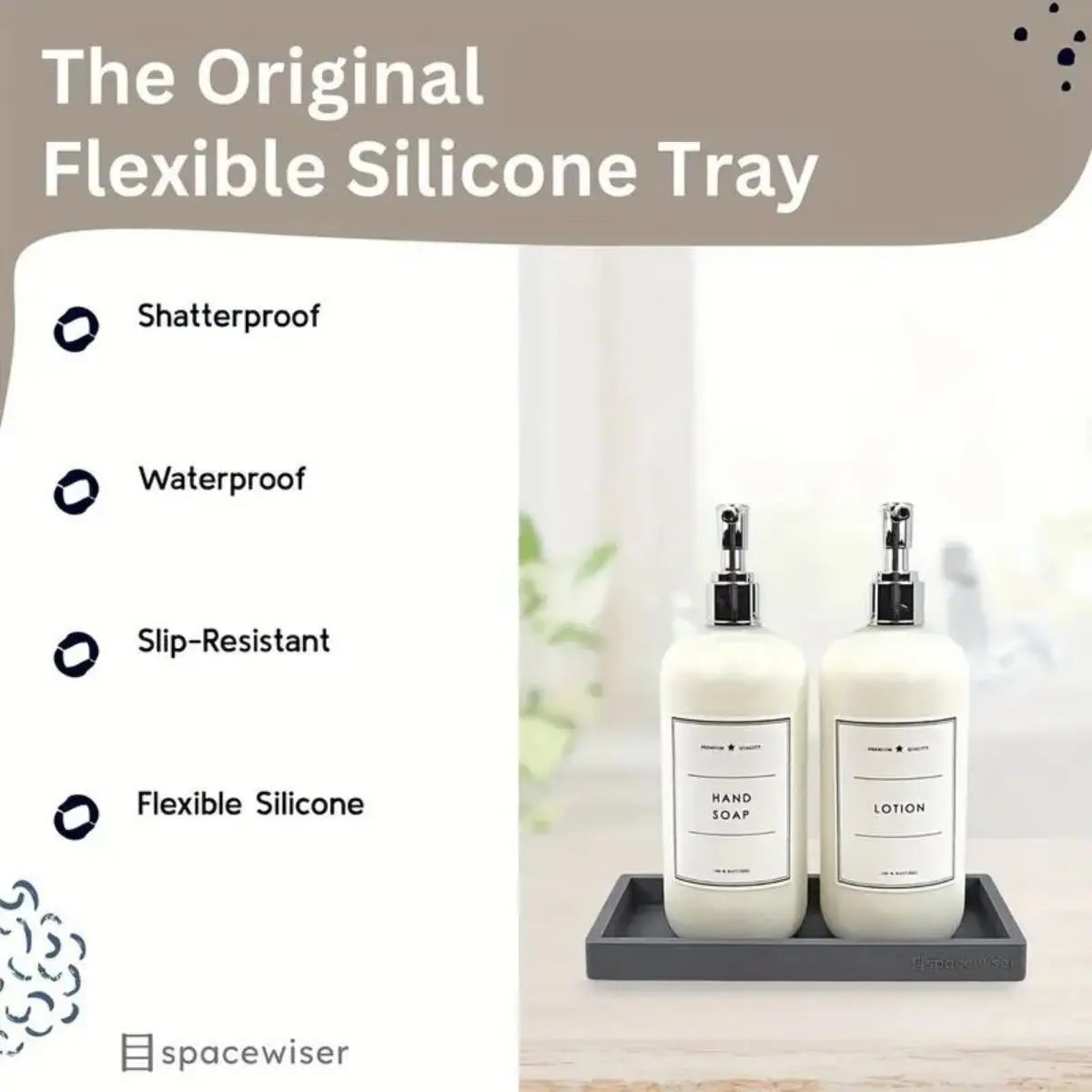 Silicone tray for bathroom countertops, hand sanitizer shampoo storage tray, jewelry display tray for decorative storage - i…