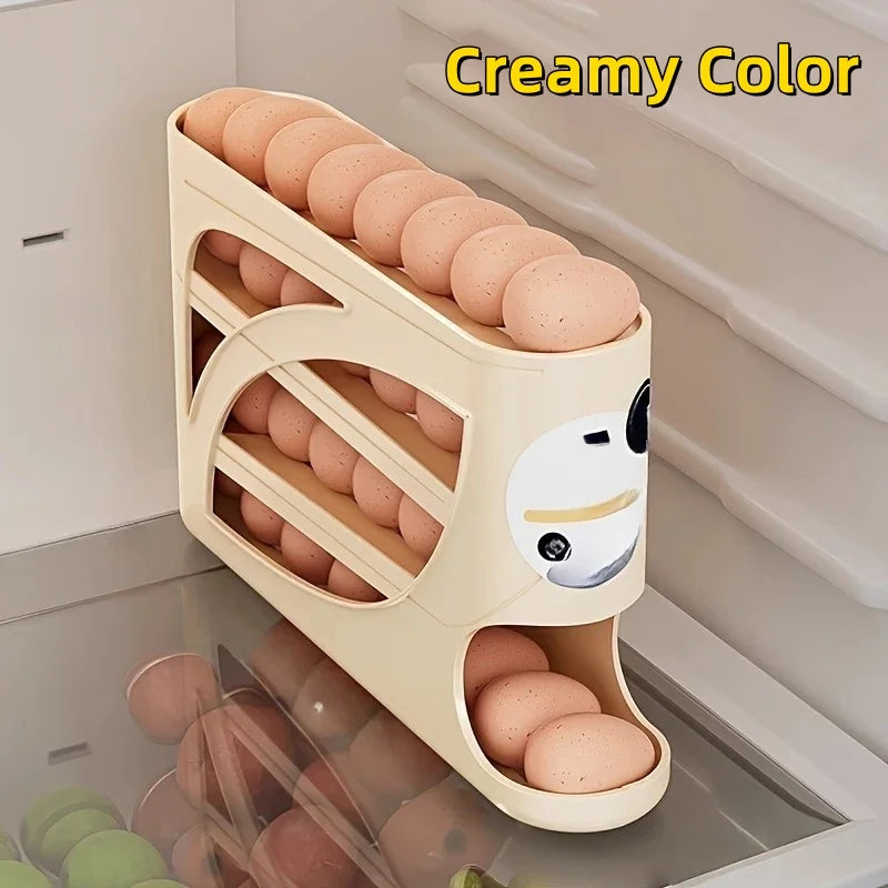 3-Tier Rolling Egg Storage Container for Refrigerator Holds 24 Eggs Organizer Rack Large Capacity Kitchen & Fridge Storage B…