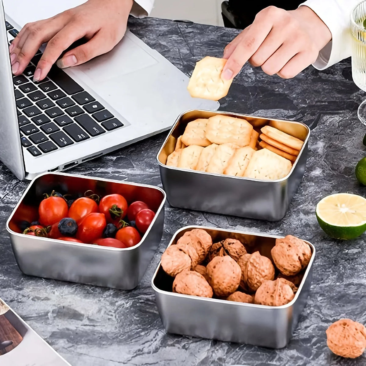 6-Piece Stainless Steel Food Storage Containers Set With Lids - Leakproof, Stackable & Reusable For Camping, Picnics, School…