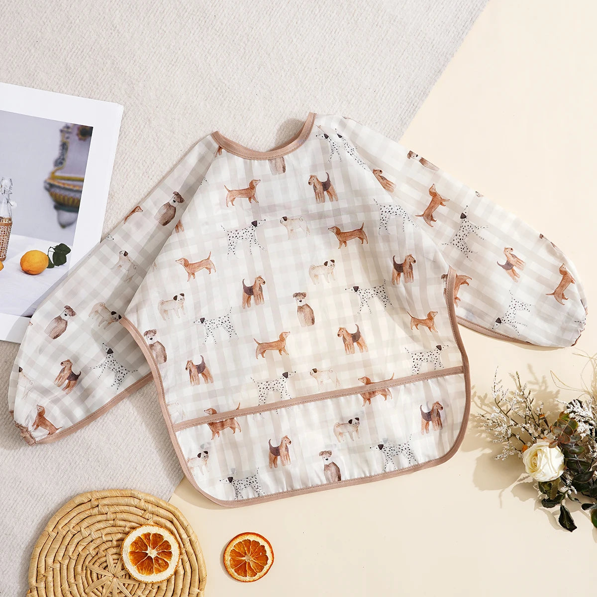 Elinfant 1PC Long Sleeve Bibs, Waterproof Feeding Bibs,Washable Burp Cloth,Coveralls Bibs,Easy To Clean,Wash-Free Eating Bib…