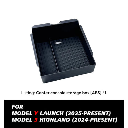 TEKSY 1/2/3/4/6/7/8pcs For Tesla New Model Y 2025 2026 Juniper ABS with Silicone Non-slip Mat Console & Armrest Storage Box…