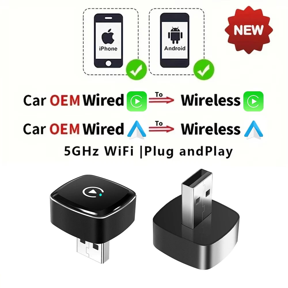 2in1 Wired to Wireless CarPlay Android Auto Adapter for OEM Car Stereo With USB Plug and Play - image 7