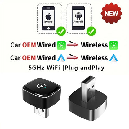 2in1 Wired to Wireless CarPlay Android Auto Adapter for OEM Car Stereo With USB Plug and Play - image 7