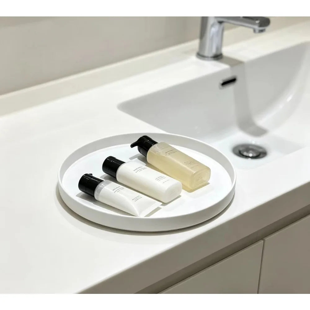 (white) Cabinet Organizer Kitchen Bathroom Cosmetic Turntable Storage Tray Non-Slip Spice Round Rack Plate - image 3