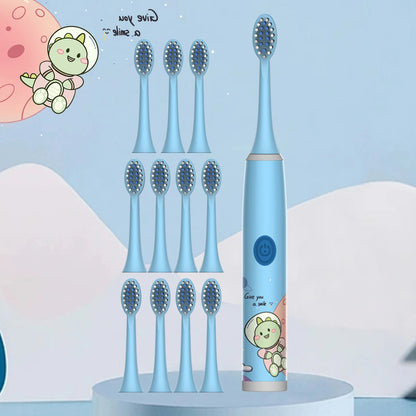 Children's Electric Toothbrush Color Cartoon Space Series Children's Soft Hair Cleaning Brush (Battery Not Included) - image…