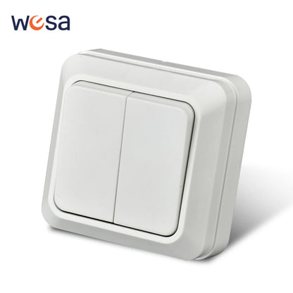 WESA White Wall Surface 2 Sockets Plugs EU Exterior Electrical Outlets With Ground Power Socket Flame Retardant Paint Plasti…