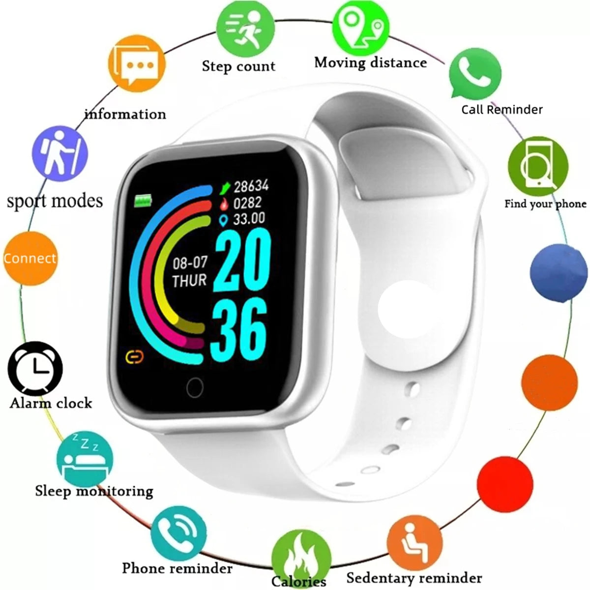 Smartwatch Men Women Wristwatches Smart Watch Message Fitness Monitor Bracelet Birthday Gift Electronic Clock For Android IO…