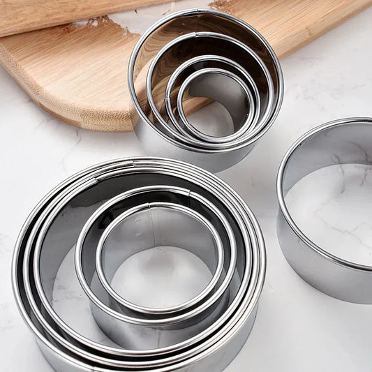 5PCS Round Stainless Steel Biscuit Mold Dumpling Skin Cutting Mold DIY Biscuit Pastry Cake Baking Tools Kitchen Baking Gadge…
