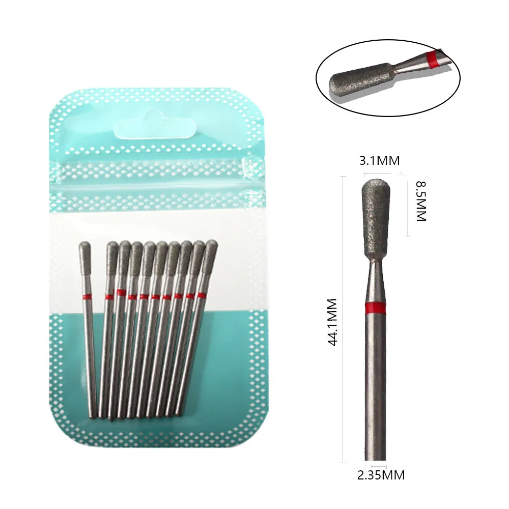 10pcs Diamond Milling Cutter Nail Drill Bits Set For Manicure Accessory Pedicure Eletric Machine Nail Bit Brush Burr Tools -…