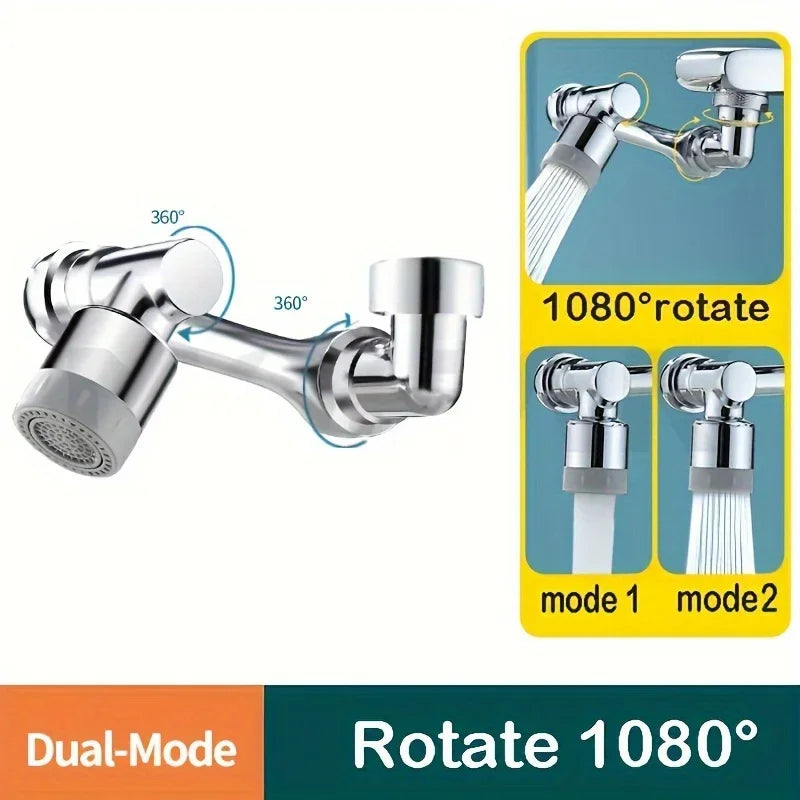 1080° Rotatable Extension Faucet Sprayer Head 2 Spray Modes Universal Bathroom Tap Extend Adapter Aerator - image 7