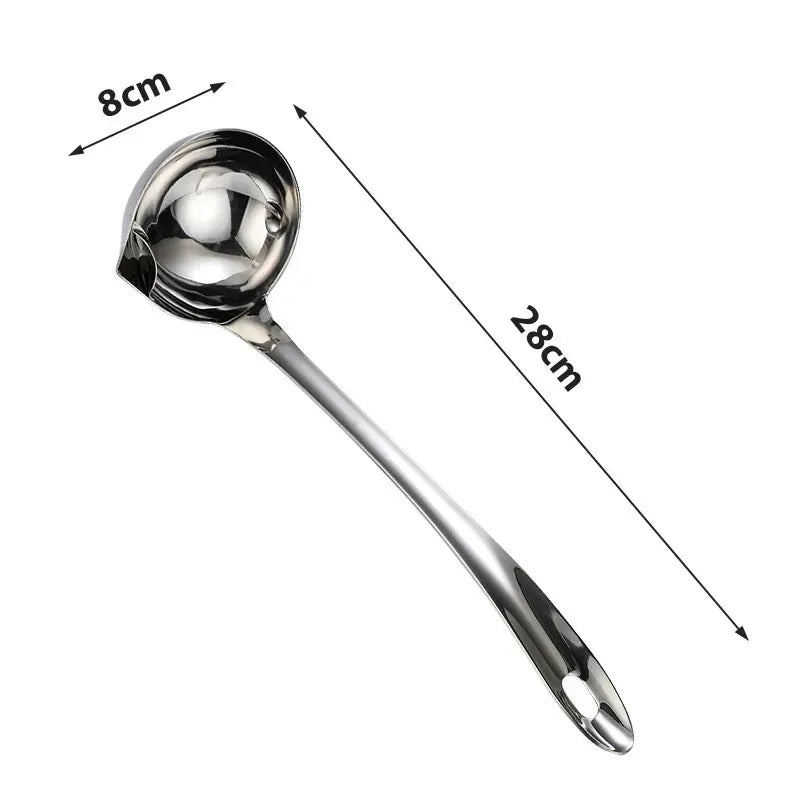 1/2Pcs Stainless Steel Soup Fat Oil Separator Ladles Skimmer Spoon Soup Colander for Kitchen with Heat Insulation Anti-scald…