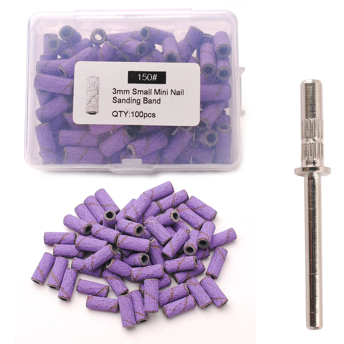 100pcs 3.1mm Mini Sanding Bands Kits Nail Drill Bits Mandrel Sets Electric Manicure Accessories Tool Dead Skin Remover - ima…