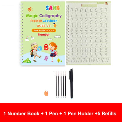 Sank Magic Practice Copybook Pen Preschools Kids Calligraphy English Verison Free Wiping Children Reusable Writing Book - im…