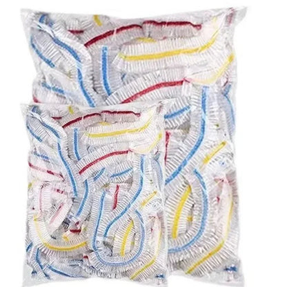 100PCS Food Covers Colorful Disposable Fridge Fresh Keep Bag Kitchen Transparent Cling Film Cover Fruit Food Freshness Seal…