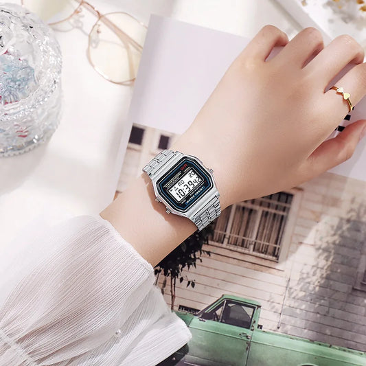 Luxury Rose Gold Women Watches Electronic Digital Display Retro Style Clock Men's Relogio Masculin Reloj Hombre homme - imag…
