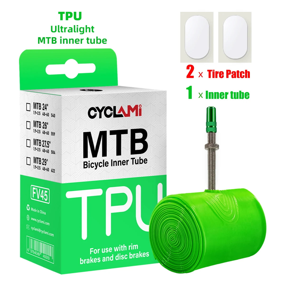 Ultralight Mountain Bike Inner Tube MTB 26 27.5 29 Inches Bicycle TPU Tire 45mm Metal French Presta Valve Anti-Oxidation CYC…