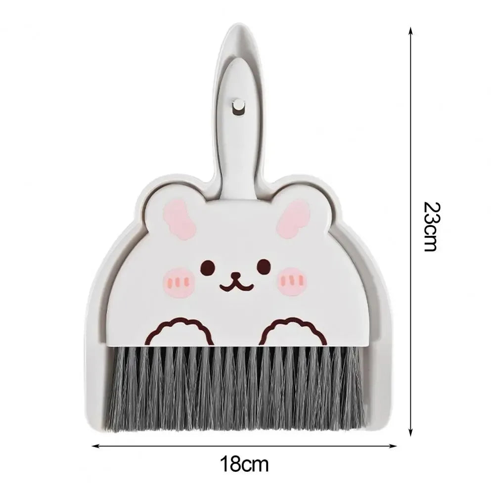 2Pcs/Set Small Broom Dustpan Set Cartoon Rabbit Bear Frog Pattern Keyboards Cleaning Mini Broom Dustpan Set - image 5