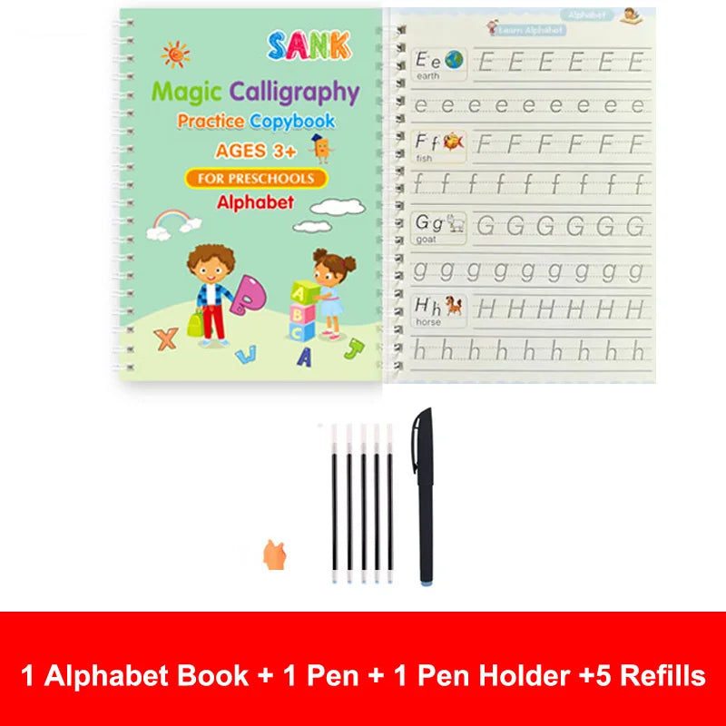 Sank Magic Practice Copybook Pen Preschools Kids Calligraphy English Verison Free Wiping Children Reusable Writing Book - im…
