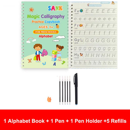 Sank Magic Practice Copybook Pen Preschools Kids Calligraphy English Verison Free Wiping Children Reusable Writing Book - im…