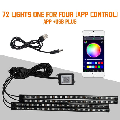 Neon 36 48 72 LED Car Interior Ambient Foot Light Wireless Remote Music APP Control Auto RGB Atmosphere Decorative Lamp - im…