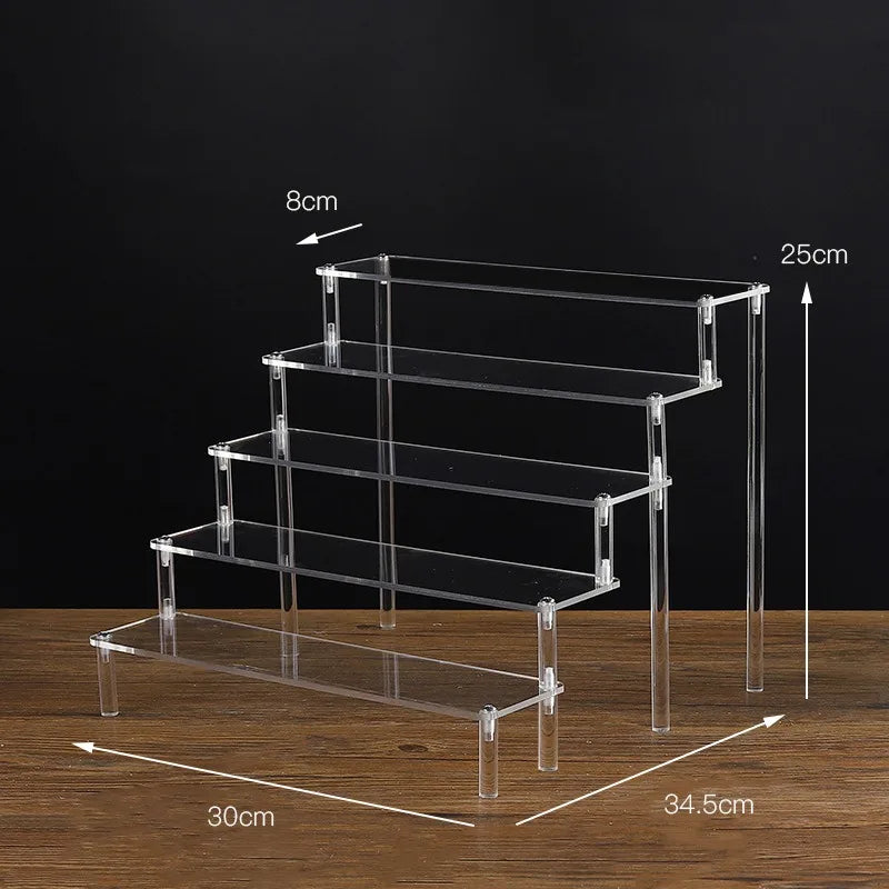 1-5 Tier Acrylic Display Stand Clear Display Riser Rack for Cupcake Perfume Doll Décor Organizer Amiibo Funko POP Figures DC…