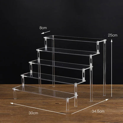 1-5 Tier Acrylic Display Stand Clear Display Riser Rack for Cupcake Perfume Doll Décor Organizer Amiibo Funko POP Figures DC…