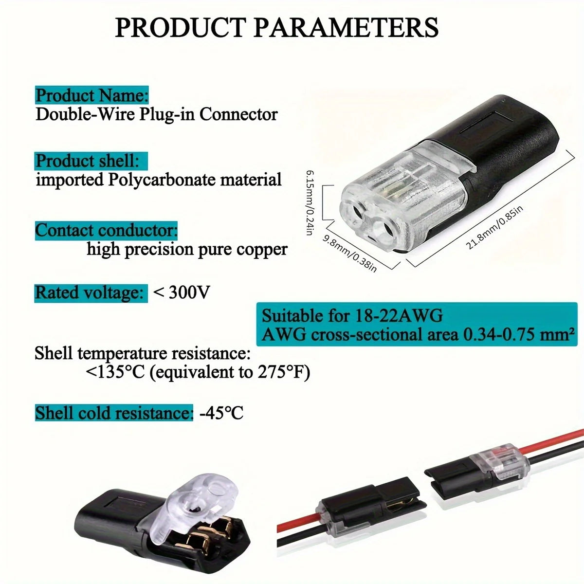 Electric Wire Connector No Strip Quick Dual Line Cable Interconnection Detachable Automotive Terminal Plug Universal Quality…