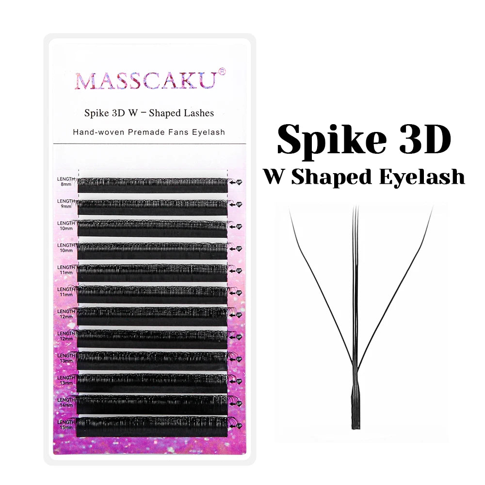 MASSCAKU 3D 4D 5D 6D 7D 8D 10D W Shaped Eyelash Natural Soft Lightweight Individual W Style Premade Fans Eyelashes Extension…