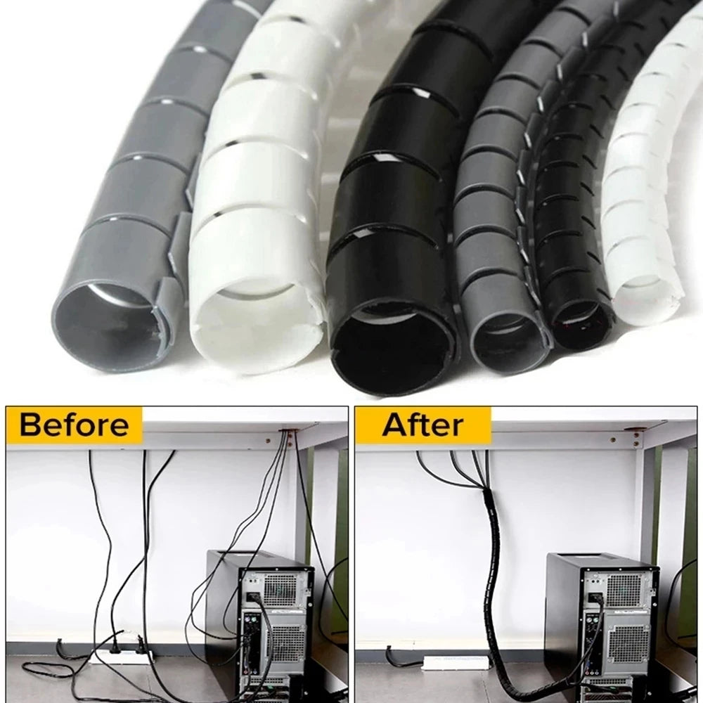 2M/1M Flexible Spiral Cable Wire Protector Cable Organizer Computer Cord Protective Tube Clip Organizer Management Tools 16/…