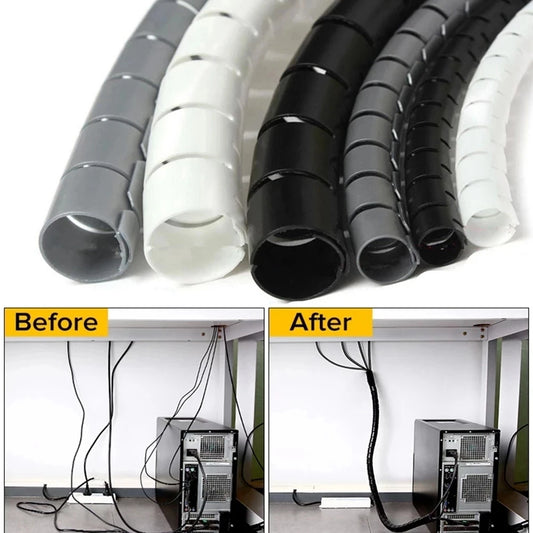 2M/1M Flexible Spiral Cable Wire Protector Cable Organizer Computer Cord Protective Tube Clip Organizer Management Tools 16/…