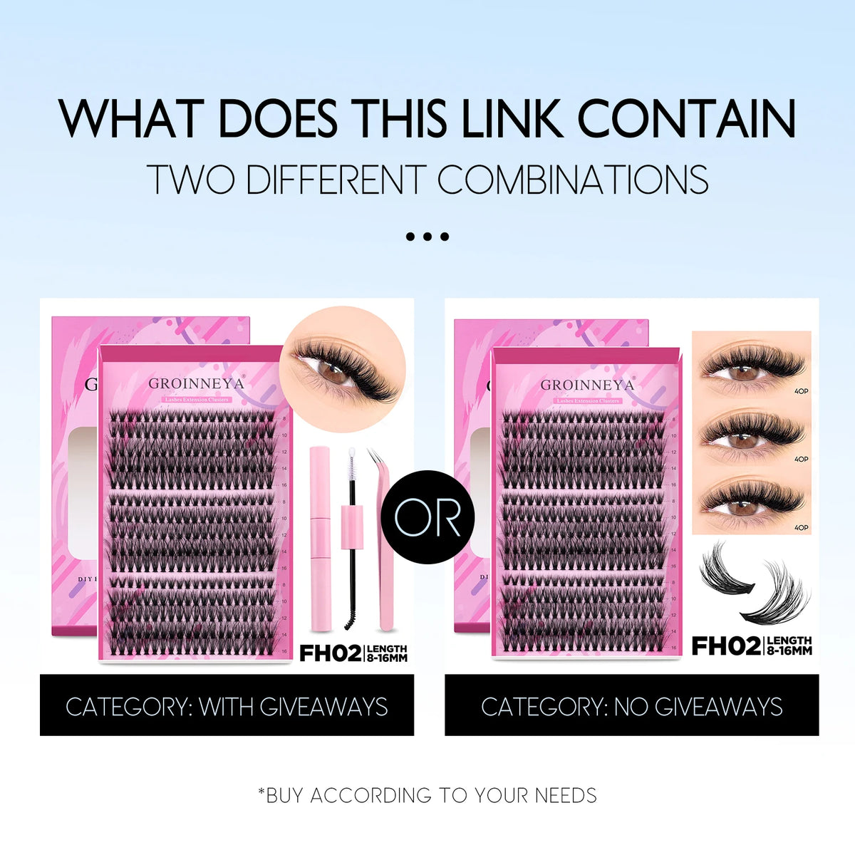 GROINNEYA DIY Lash Extension Kit Individual Lashes Cluster Mix Eyelashes Full Set Lashes Kit with Lash Bond and Seal At Home…