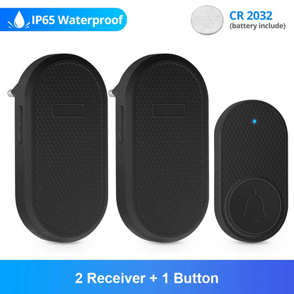 Fuers Wireless Doorbell Waterproof Welcome Chime Home Door Bell Intelligent 32 Songs Smart Melodies Alarm With Battery - ima…
