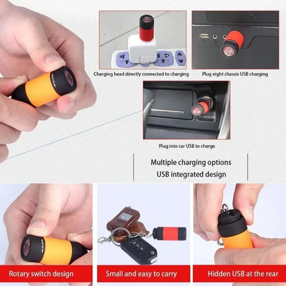 Pocket Keychain Flashlight Waterproof Outdoor Hiking Camping Mini FlashlightUSB Rechargeable LED Multifunctional Strong Ligh…