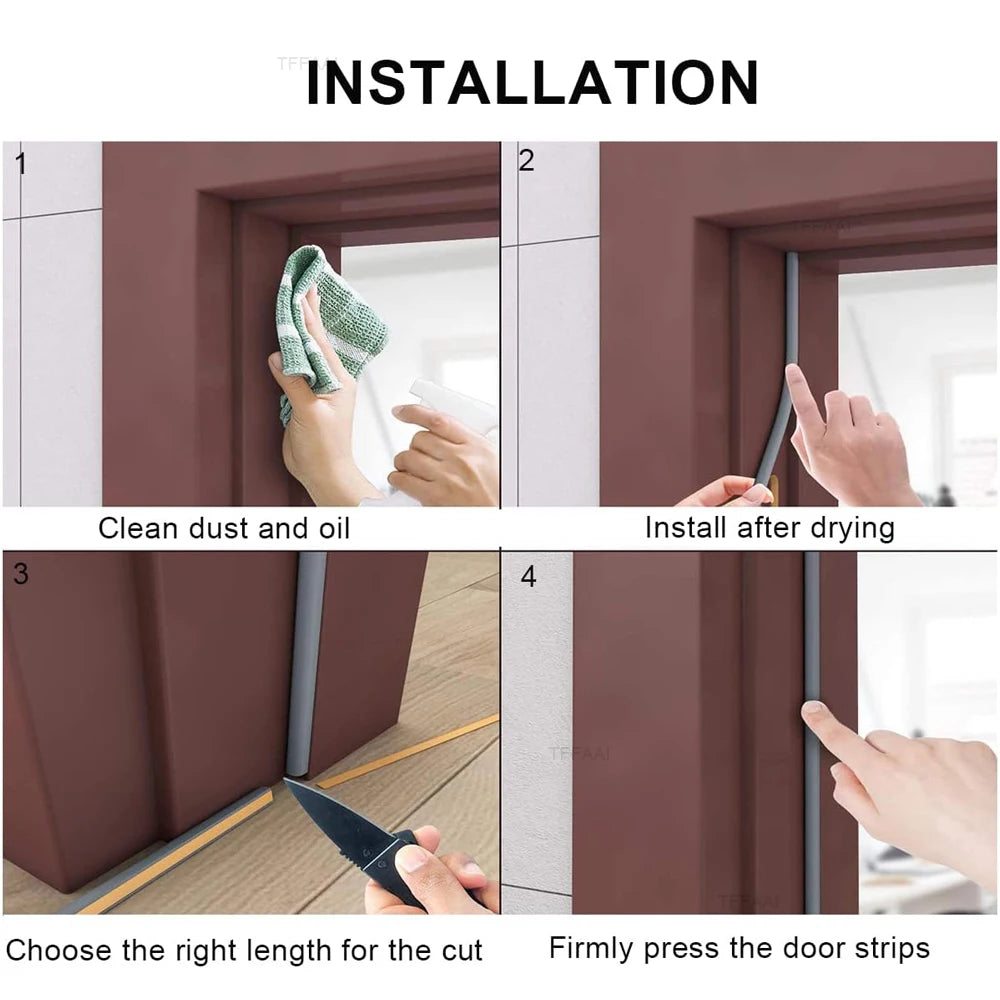 5m/10m Door Seal Strip Diep Self-adhesive Draft Stopper Tape Window Weather Stripping Insulation Noise Rubber Sealing Strip…