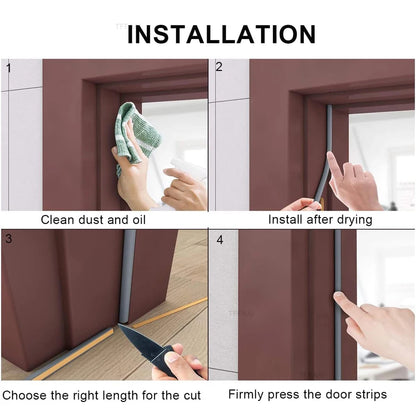 5m/10m Door Seal Strip Diep Self-adhesive Draft Stopper Tape Window Weather Stripping Insulation Noise Rubber Sealing Strip…
