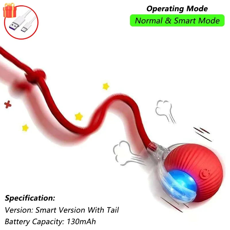 iLMH 1/2 PCS Cat Interactive Ball Toy Automatic Rolling Ball Faux Tail Rechargeable Smart Pet Electric Toy Pet Toy Imitate M…