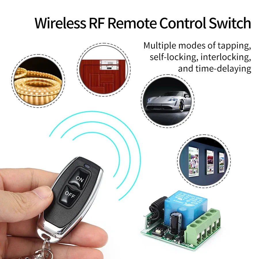 10A Relay Receiver Mini Module Remote Control f 433Mhz Universal Gate Remote Control Switch DC 12V or Gate LED Garage Door -…