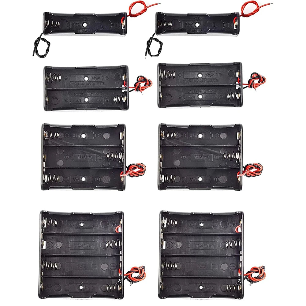 3pcs 18650 Battery Holder Box 1 Slot 3.7V Battery Storage Case 1/2/3/4 Cell Plastic Container with Connect Black Red Wires -…