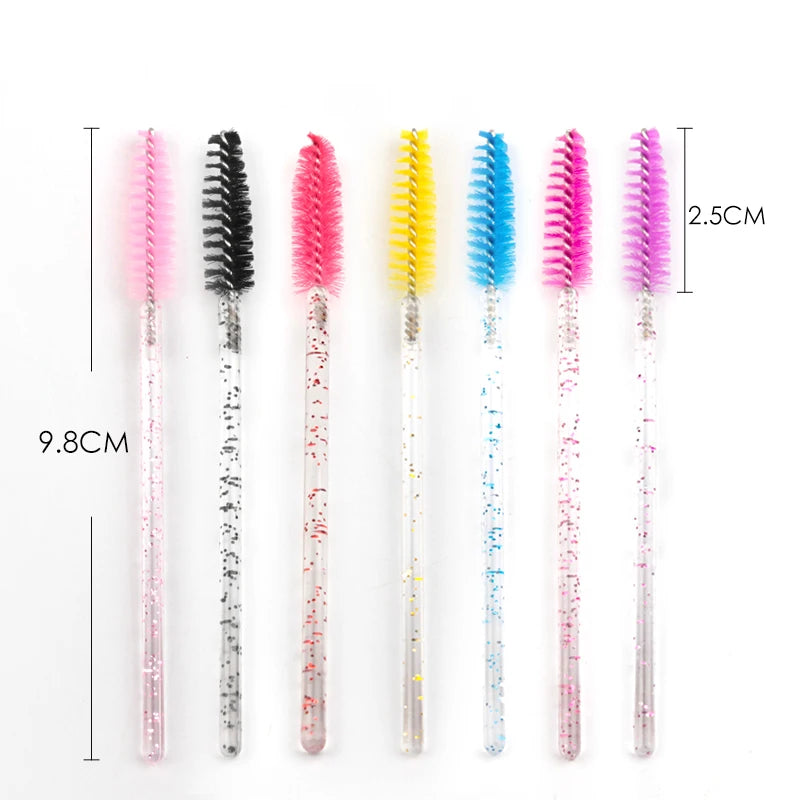 5/25/50 PCS Makeup Brushes Pink Crystal Eyelashes Brush Reusable Fake Lashes Extension Supplies False Eyelash Make up Tool H…