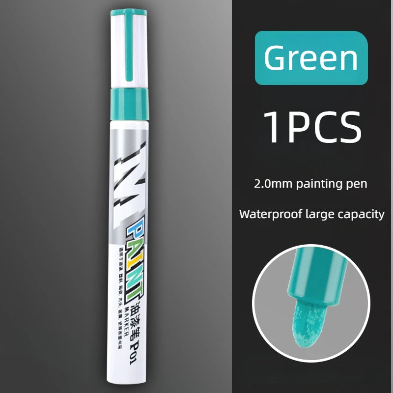 Car Paint Scratches Repair Brush Pen Waterproof Water Paint Marker Pen Car Tire Tread Care Automotive Black White Red Silver…