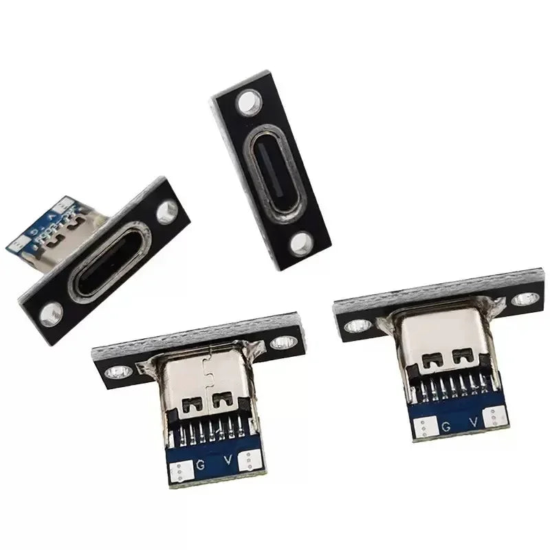 5/20Pcs USB Jack 3.1 Type-C 2Pin 4Pin Female Connector Jack Data Charging Port Small Electrical Charging Base with Fixing Pl…