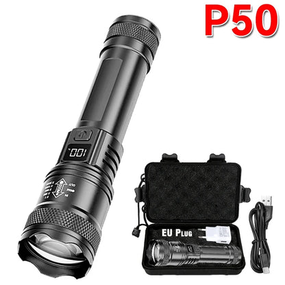 2000LM Ultra Bright P50 LED Flashlight Tactical EDC Emergency Spotlight Telescopic Zoom Handheld Torch with 14500/18650 Batt…