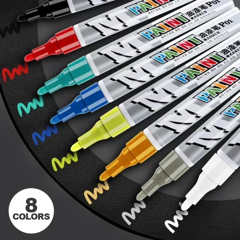 Car Paint Scratches Repair Brush Pen Waterproof Water Paint Marker Pen Car Tire Tread Care Automotive Black White Red Silver…