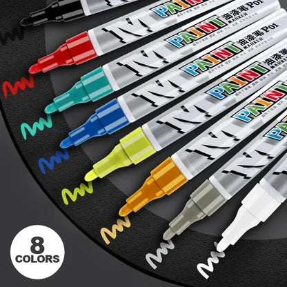 Car Paint Scratches Repair Brush Pen Waterproof Water Paint Marker Pen Car Tire Tread Care Automotive Black White Red Silver…
