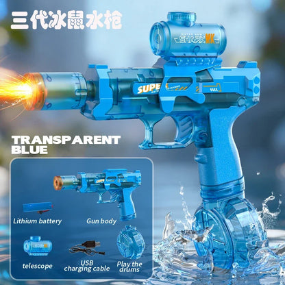Simulated Firing and Recoil Electric Water Gun Toys Children Automatic Sensor Lights Water Pistol Summer Outdoor Beach Kids…