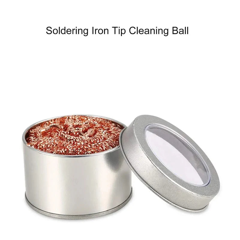 Cleaning Ball Desoldering Soldering Iron Mesh Filter Cleaning Nozzle Tip Copper Wire Cleaner Ball Metal Dross Box Clean Ball…