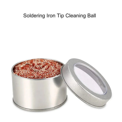 Cleaning Ball Desoldering Soldering Iron Mesh Filter Cleaning Nozzle Tip Copper Wire Cleaner Ball Metal Dross Box Clean Ball…