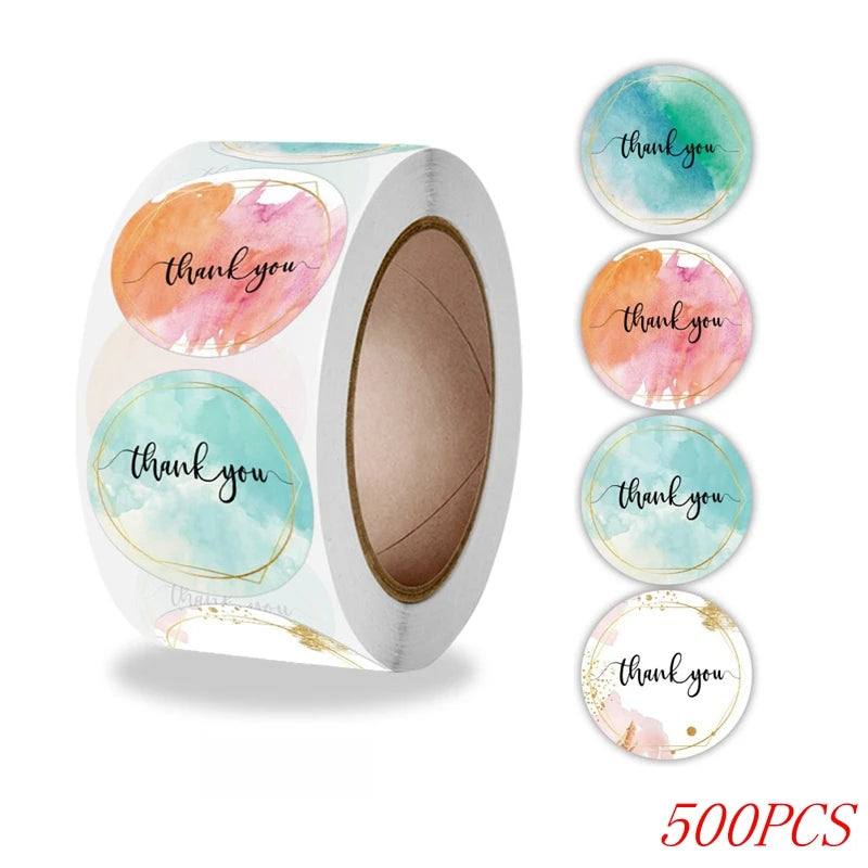50-500pcs 1inch Blue Thank You Stickers For Envelope Sealing Labels Stationery Supplies Handmade Wedding Gift Decoration Sti…