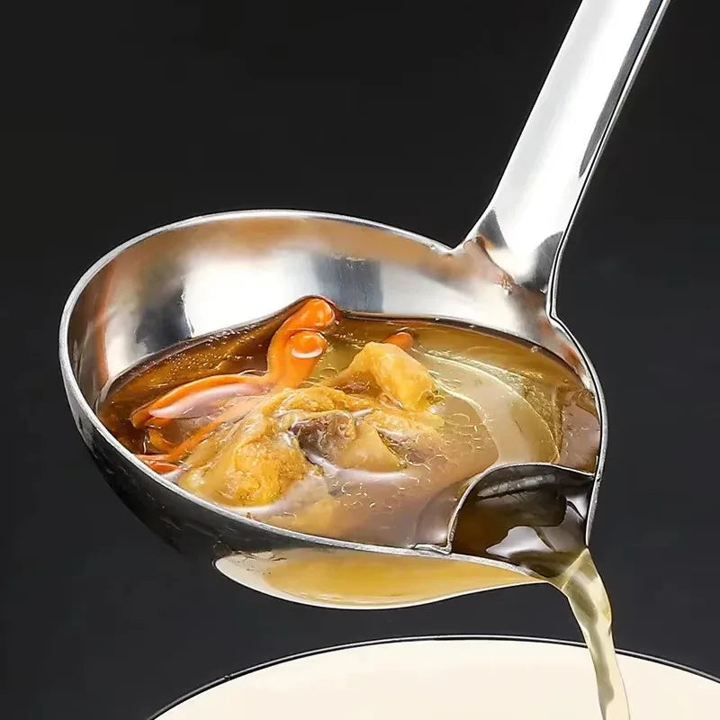 1/2Pcs Stainless Steel Soup Fat Oil Separator Ladles Skimmer Spoon Soup Colander for Kitchen with Heat Insulation Anti-scald…