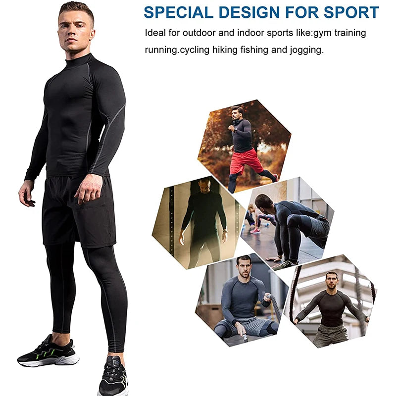 Men Sport T-shirt Quick Dry Bodybuilding Running Shirt Long Sleeve Compression Top Gym T Shirt Men Fitness Tight Rashgard -…